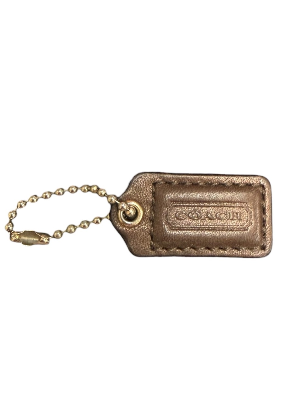 Coach Metallic Brown Leather Purse Charm Tag